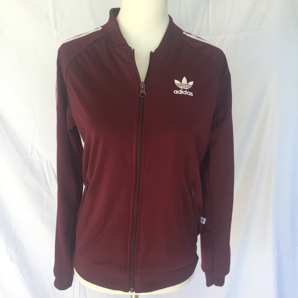 maroon adidas zip up jacket
